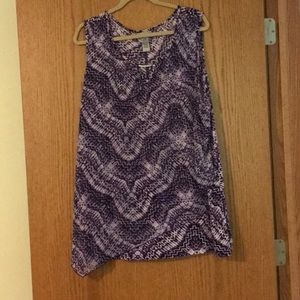 Purples and whites asymmetrical layered top